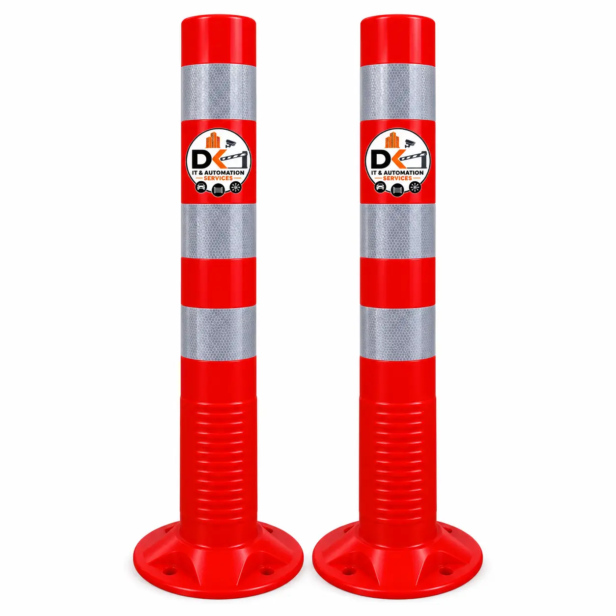 Flexible Spring Post 750 mm PUSP in red with reflective bands, supplied by DK IT AND AUTOMATION SERVICES