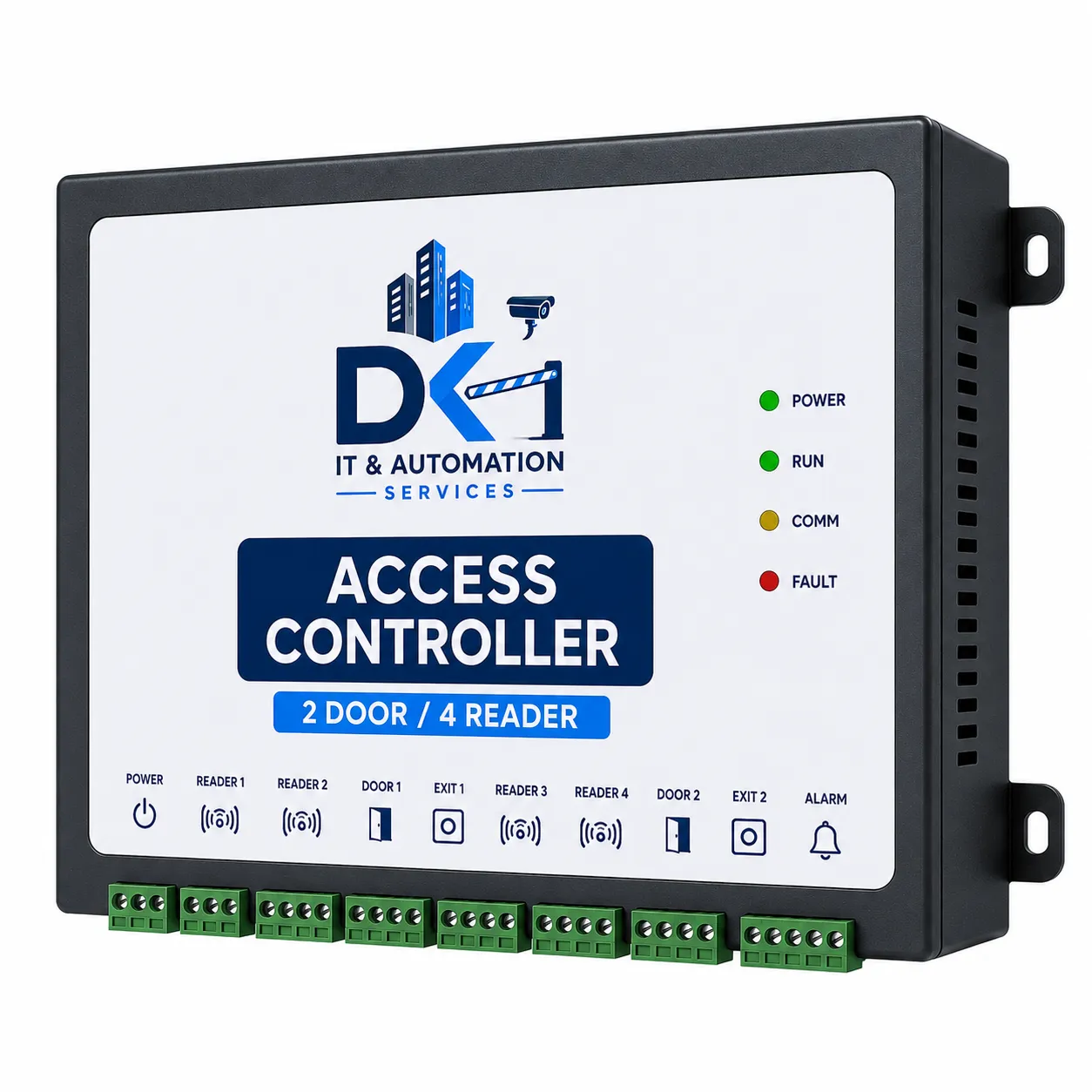 Two door four reader access controller used with a DK smart boom barrier